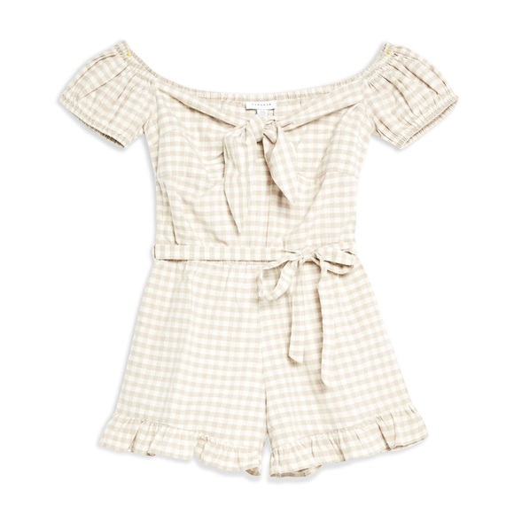 Topshop Gingham Bardot Playsuit Women’s Size 6 - Picture 6 of 6